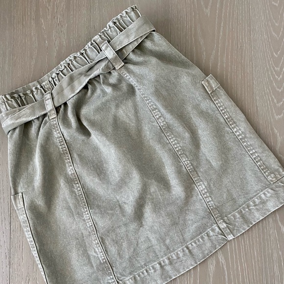 Olive Denim Cotton Pocket Skirt - Picture 2 of 5